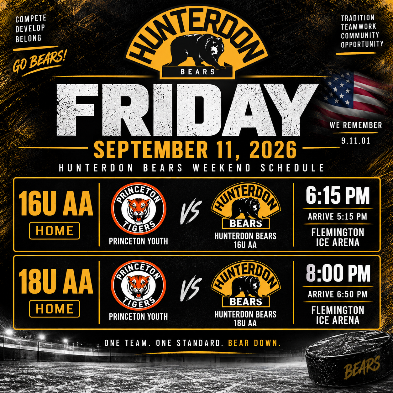 Hunterdon Bears gameday and schedule graphic